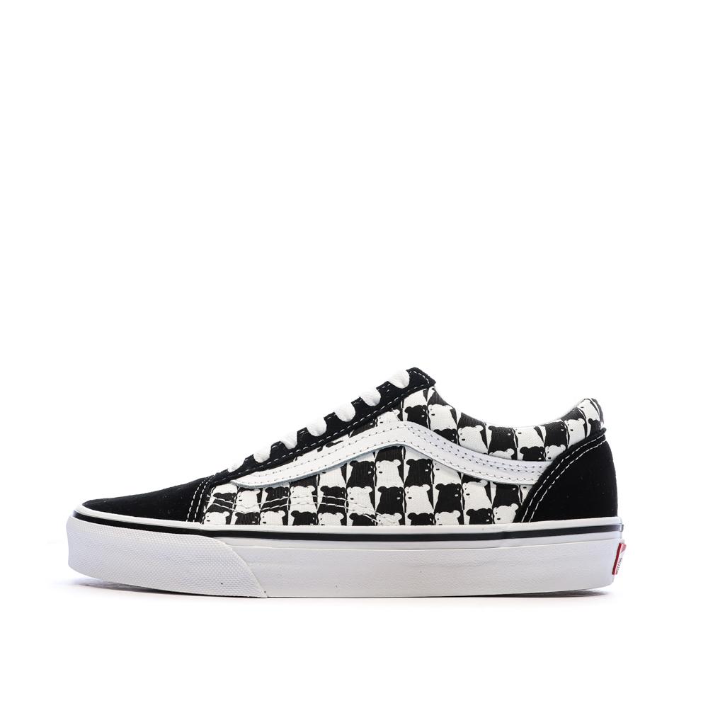 Baskets Blanches/Noires Homme Vans Old Skool Checker pas cher