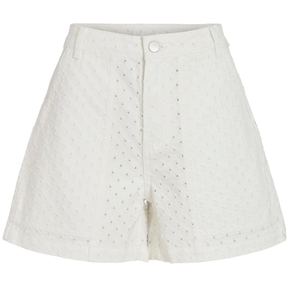 Pantalones cortos blancos para mujer Vila Vipolly de punto calado y denim barato
