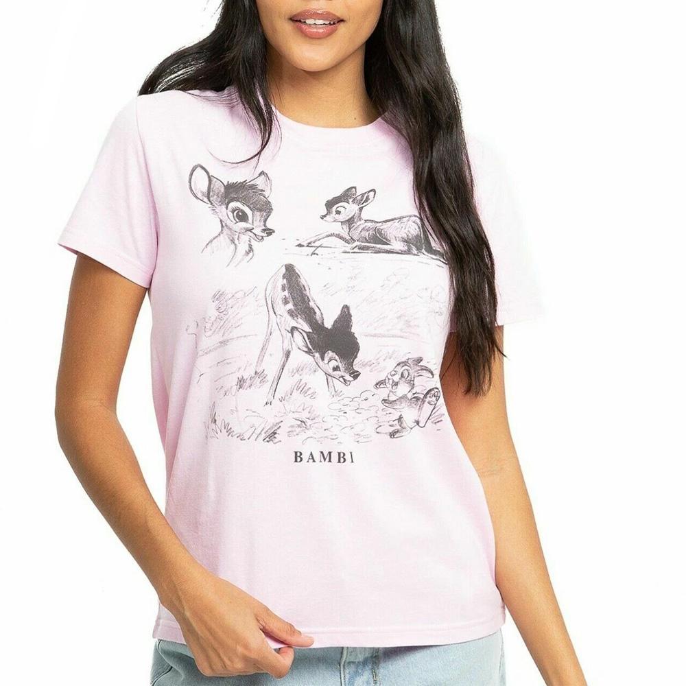 T-Shirt Rose Femme Disney Bambi & Thumper Nature pas cher
