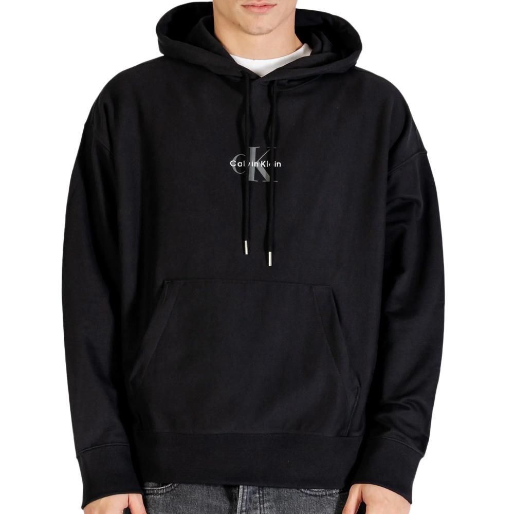 Sweat à Capuche Noir Homme Calvin Klein Jeans Premiums pas cher