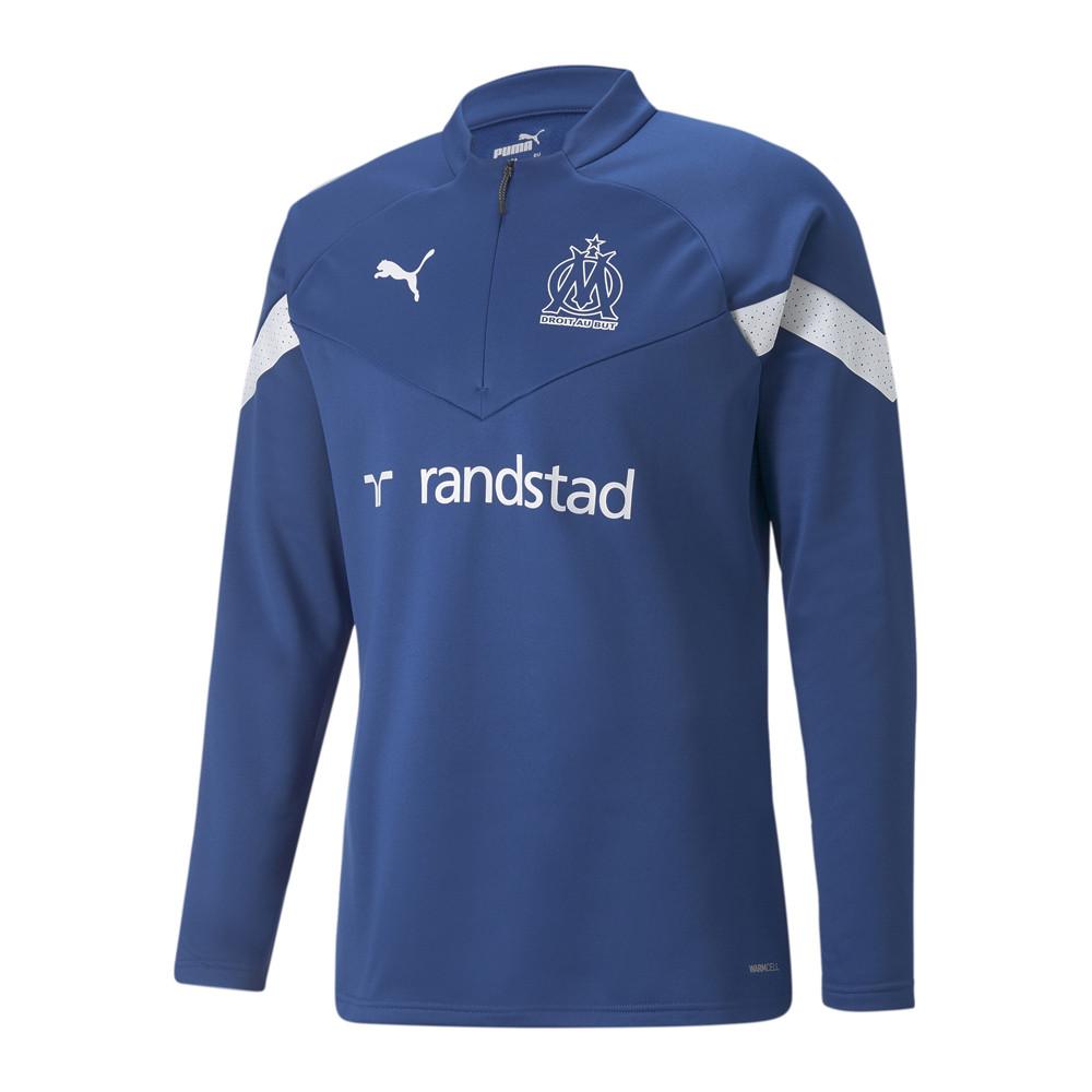 OM Sweat 1/4 de Zip Bleu Homme Puma Fleece 767 pas cher