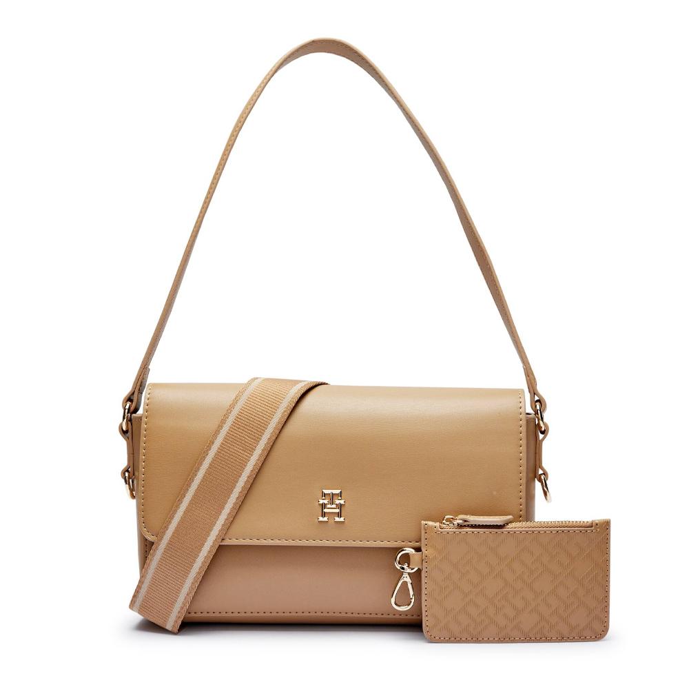 Sac à Bandoulière Beige Femme Tommy Hilfiger Distinct pas cher