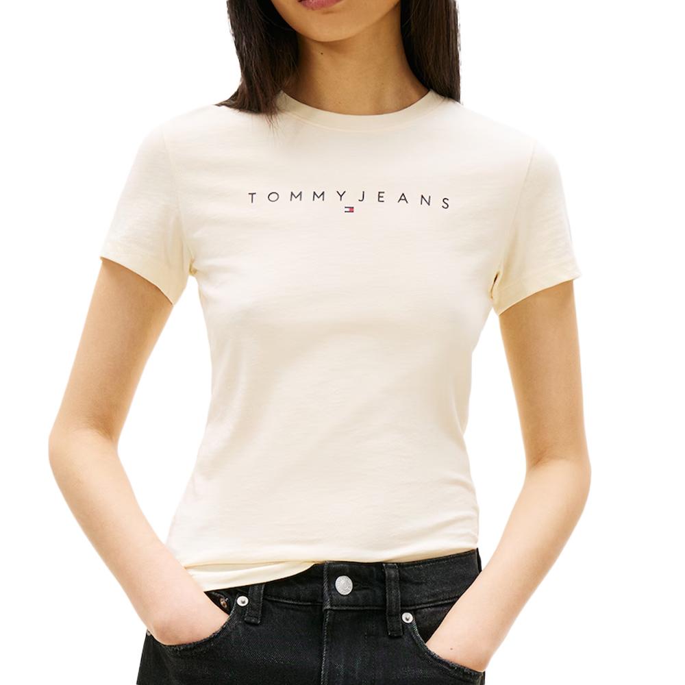 T-shirt Slim Jaune Femme Tommy Hilfiger Linear pas cher