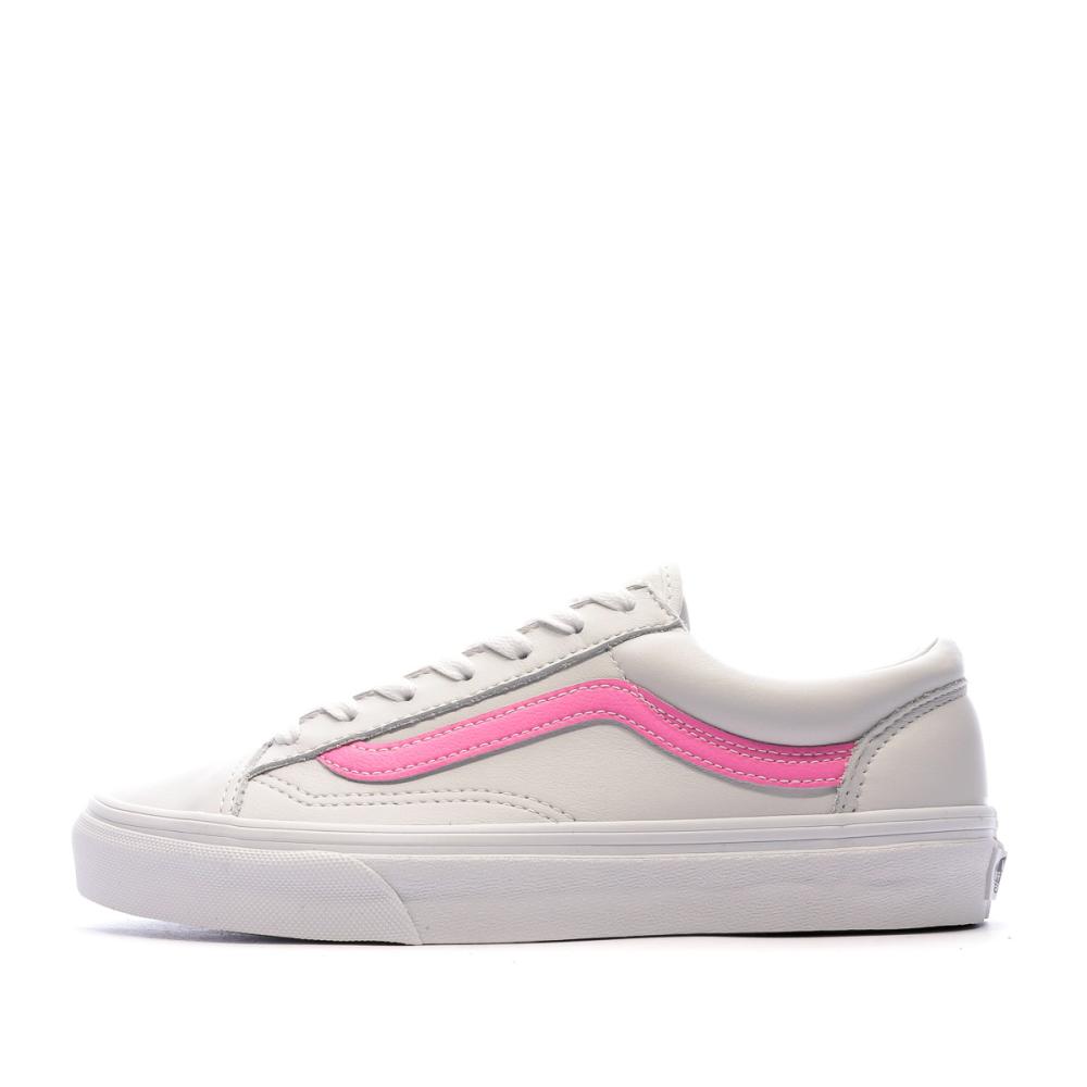 Baskets Blanc Ivoire/Rose Mixte Vans Style 36 pas cher