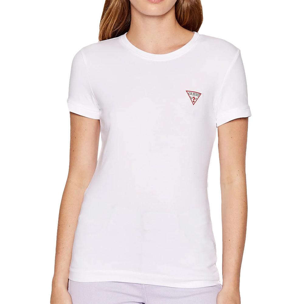 T-shirt Blanc Femme Guess Triangle pas cher