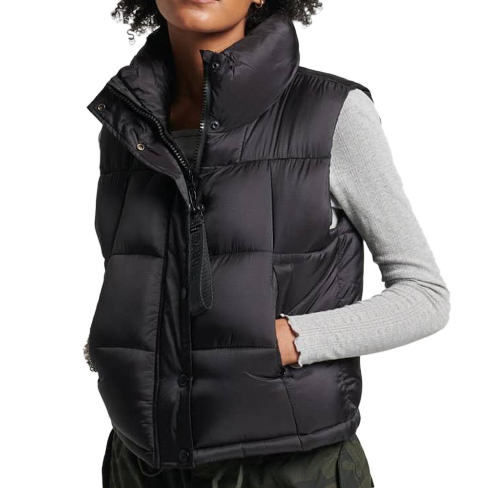 Doudoune sans manches Noire Femme Superdry Code pas cher