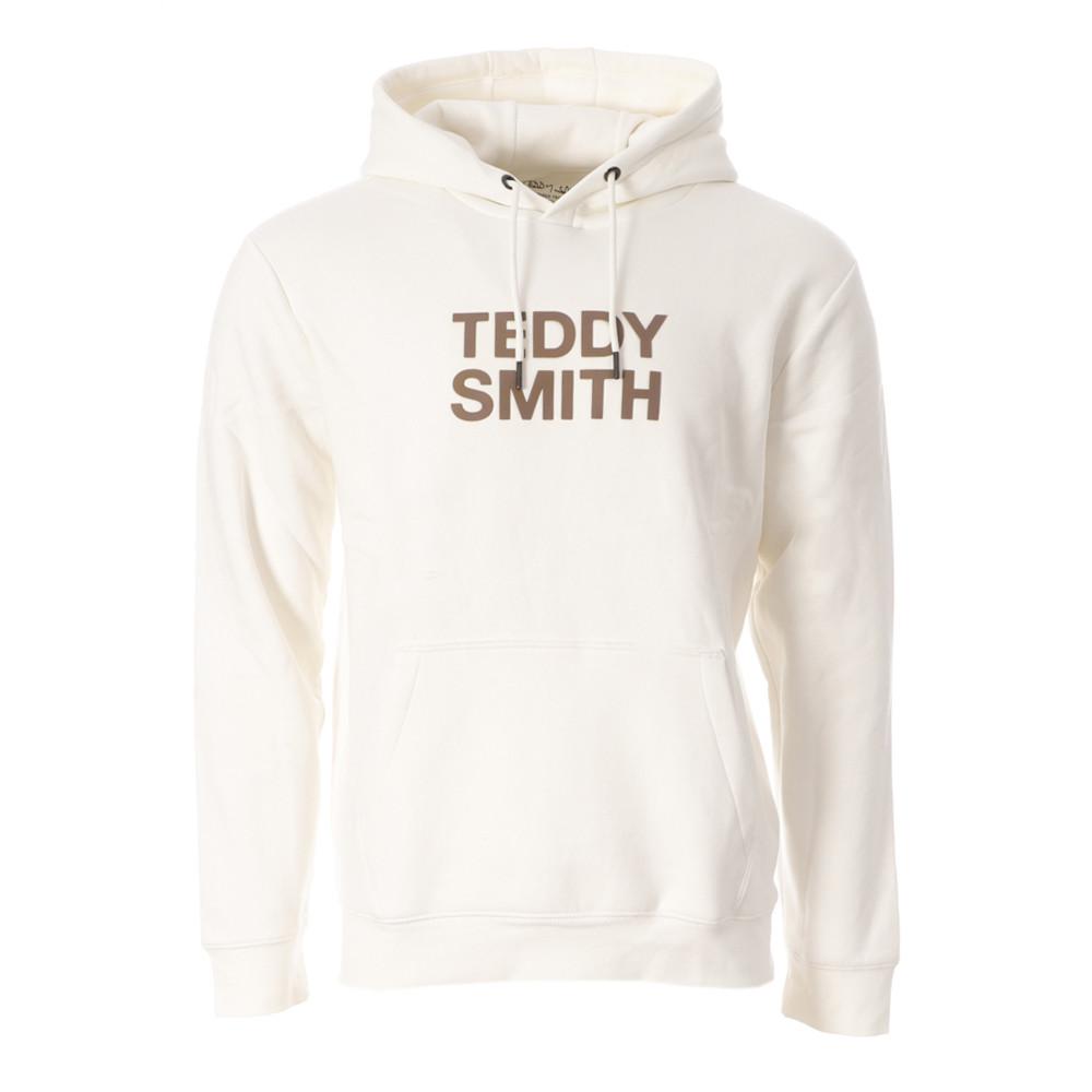 Sweat à capuche Blanc logo Homme Teddy Smith Siclass pas cher