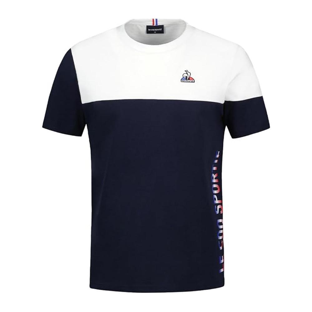 T-shirt Blanc/Marine Homme Le Coq Sportif Ss N°3 New Optic pas cher