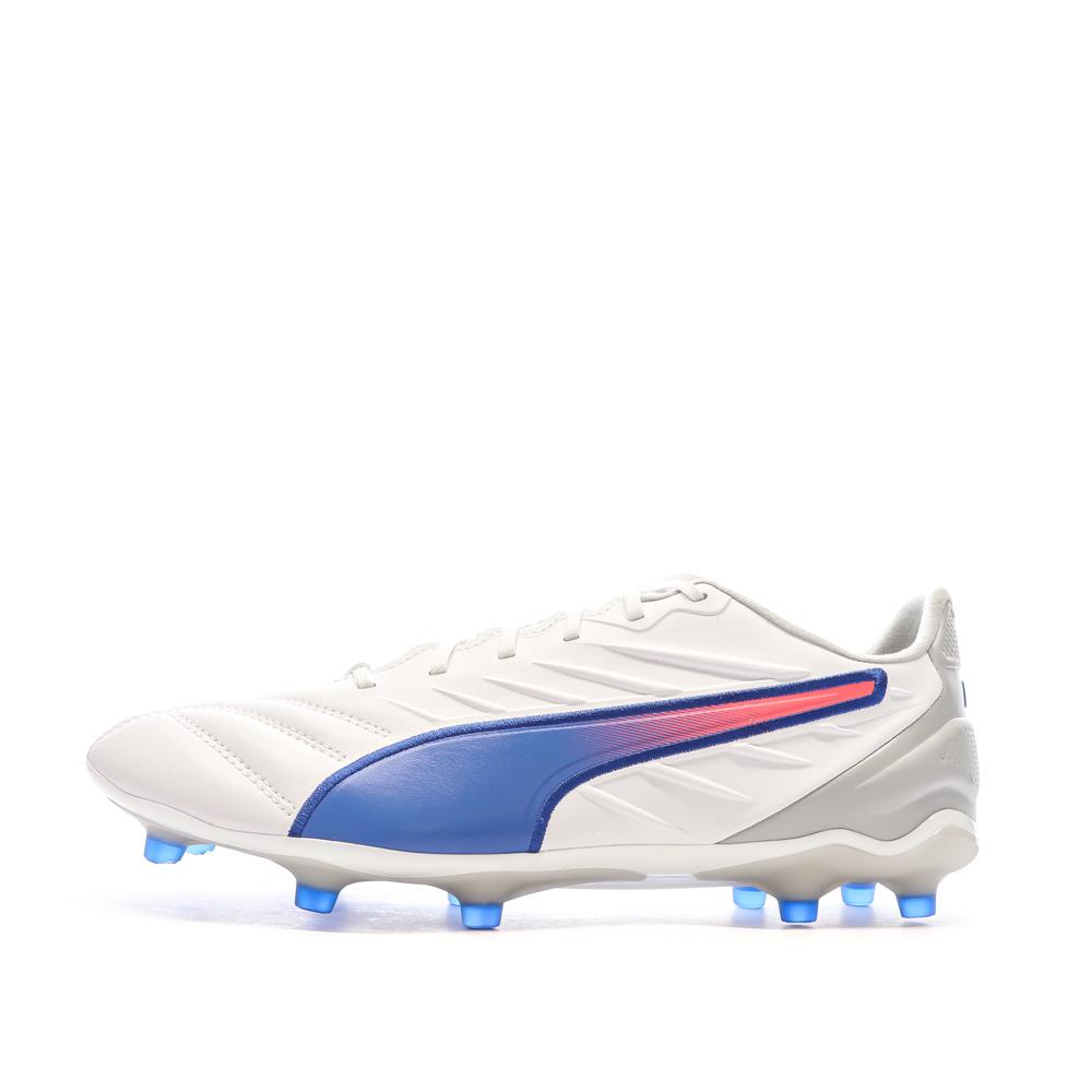 Chaussures de football Blanches/Bleu Homme Puma King Pro pas cher