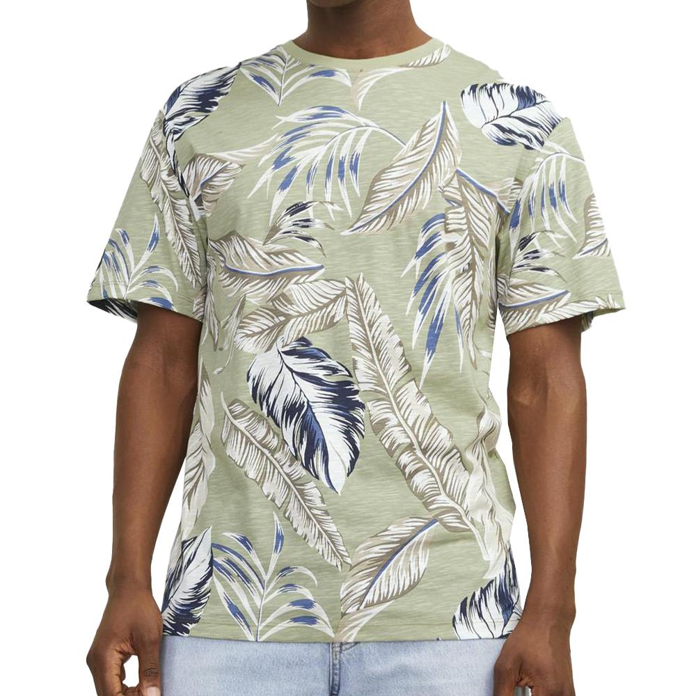 T-shirt Vert à fleurs Homme Jack & Jones Jeff pas cher