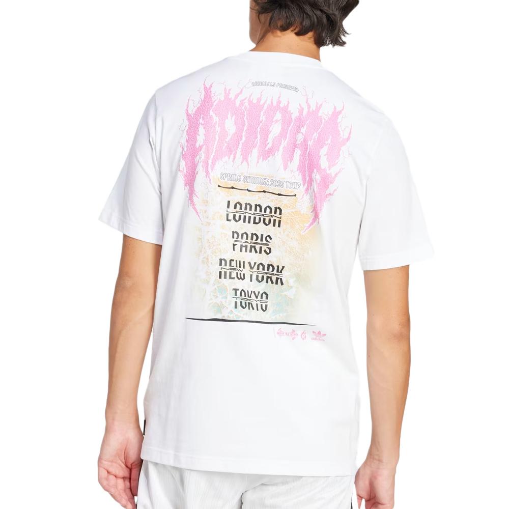 T-Shirt Blanc/Rose Homme Adidas Q12 vue 2