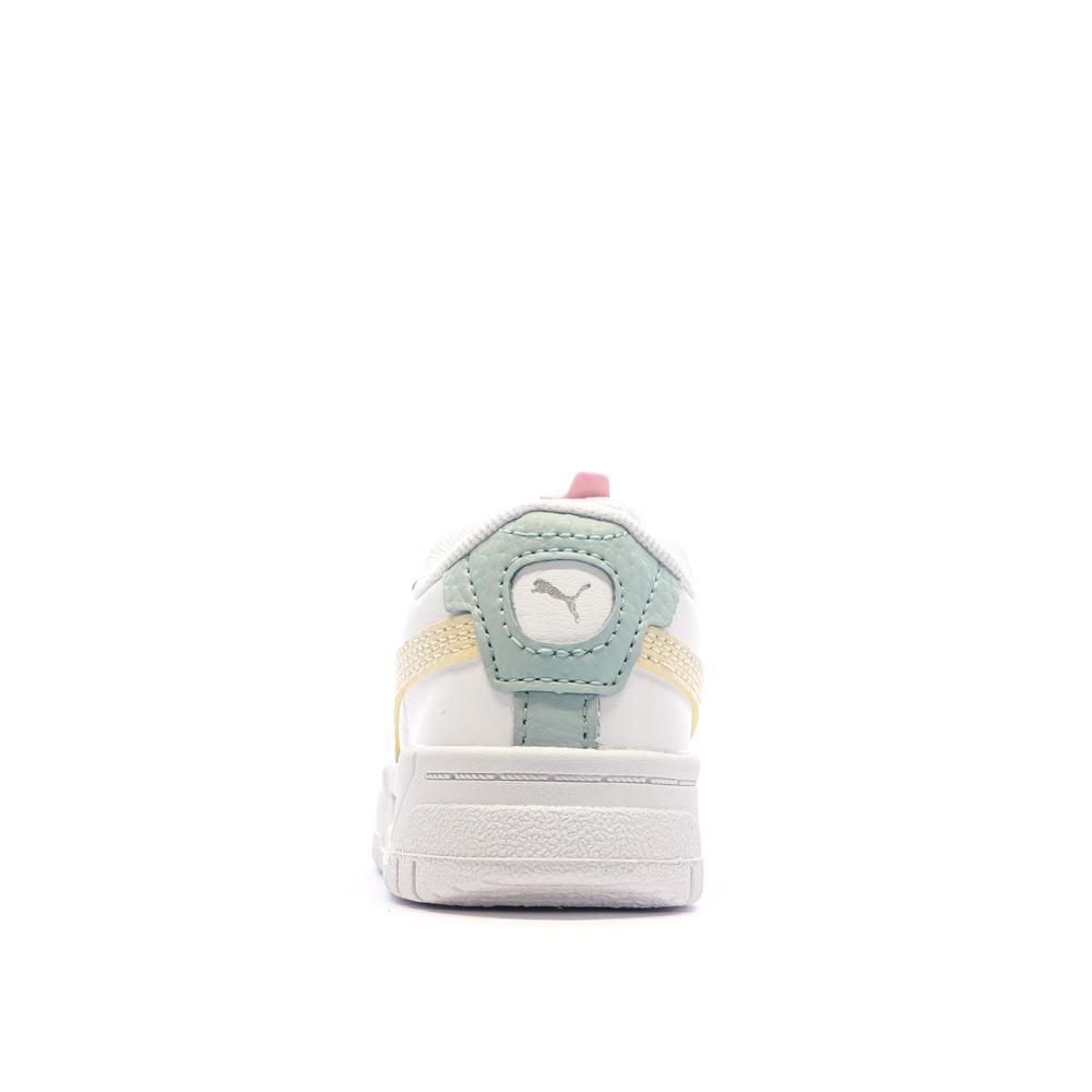 Baskets Blanches/Vert d'Eau/Jaune Garçon/Fille Puma Cali Dream vue 3