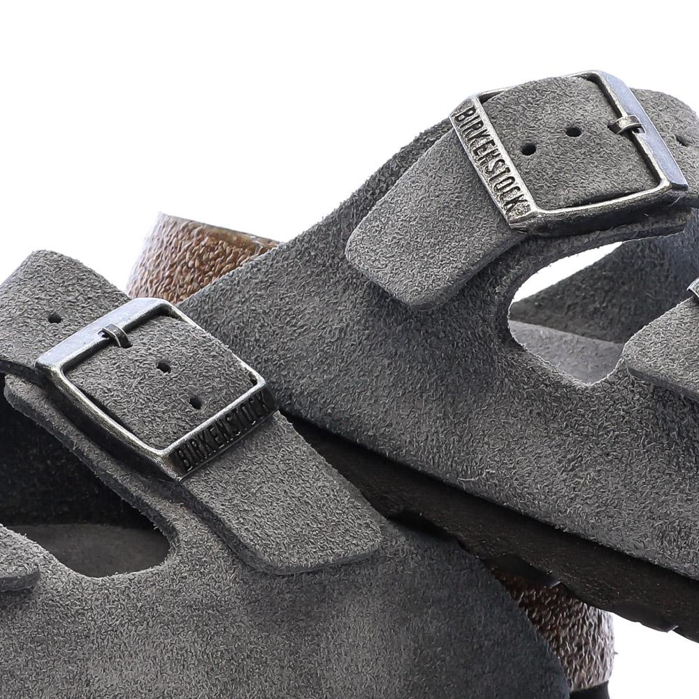Sandales Grises Mixte Birkenstock Arizona Suede Leather Narrow vue 7