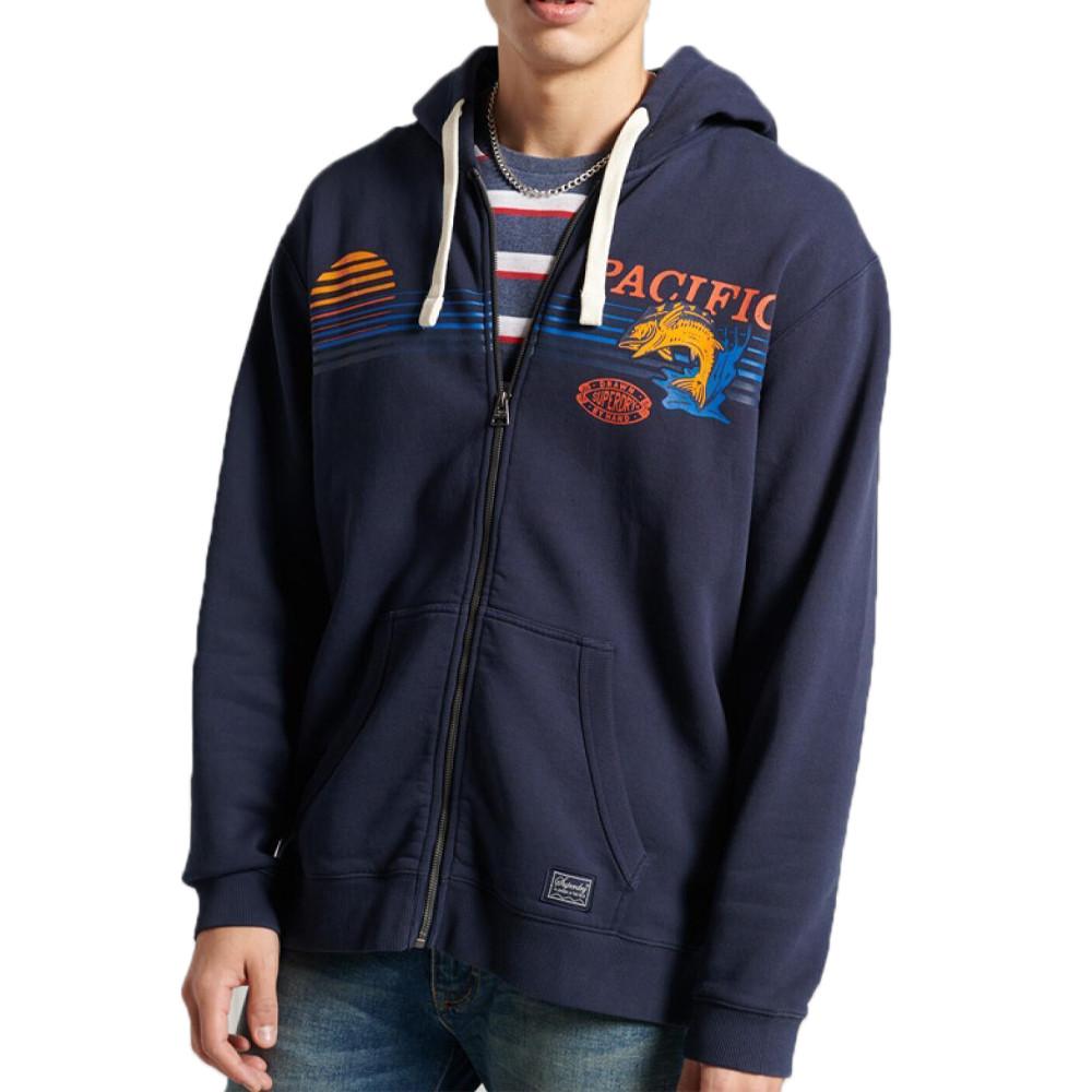 Sweat zippé Marine Homme Superdry Frontier pas cher