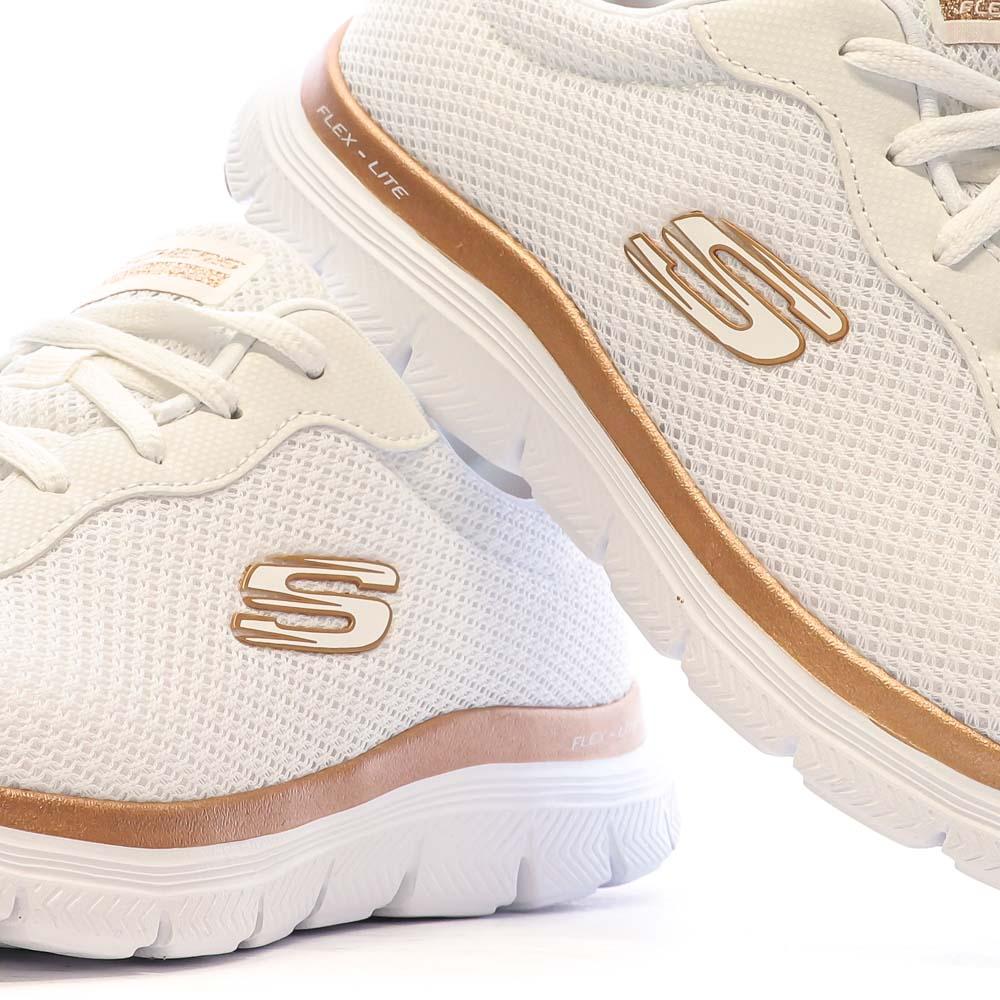 Chaussures de Sport Blanc/Or-Rose Femme Skechers Flex Appeal vue 7