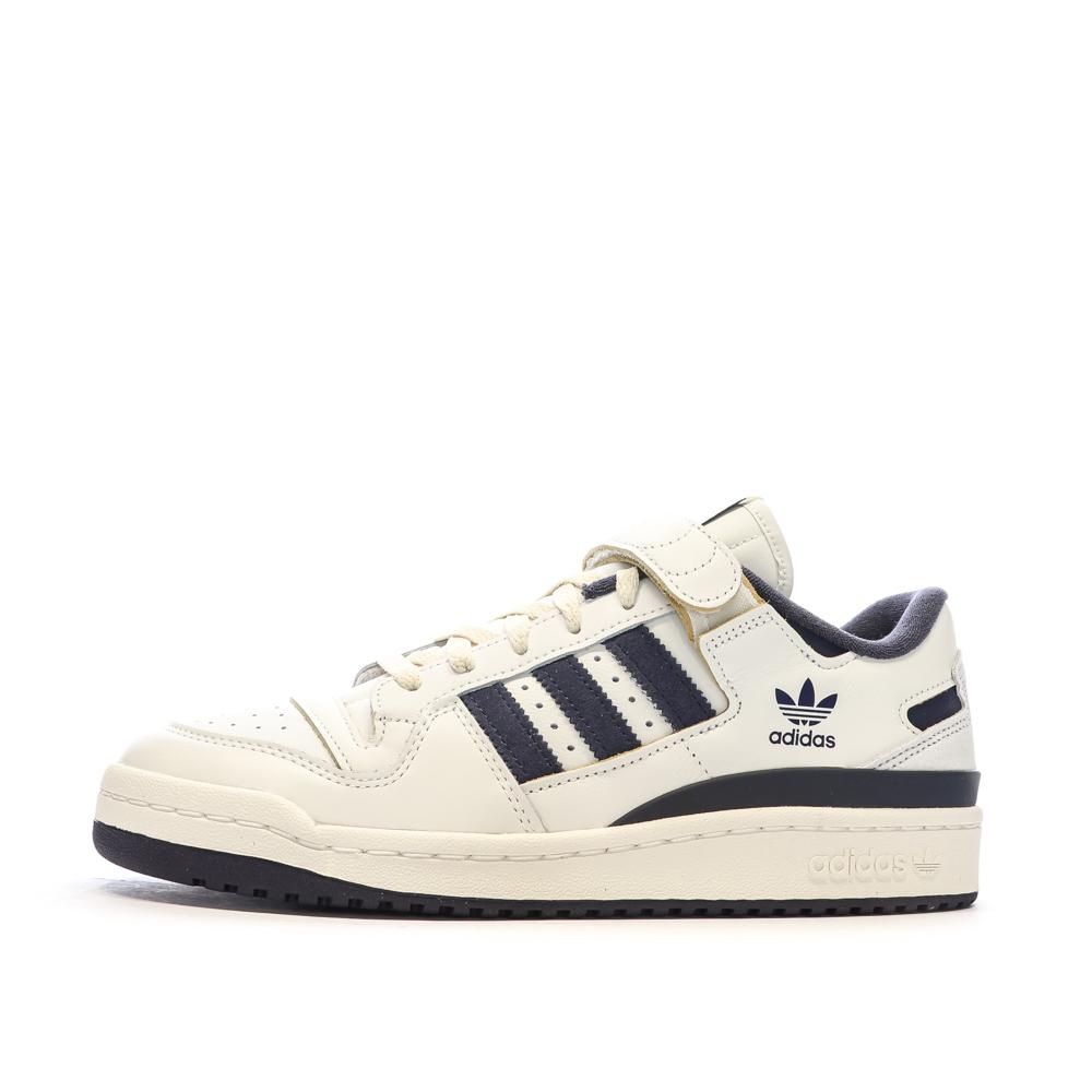 Baskets Blanches/Marine Homme Adidas Forum 84 pas cher