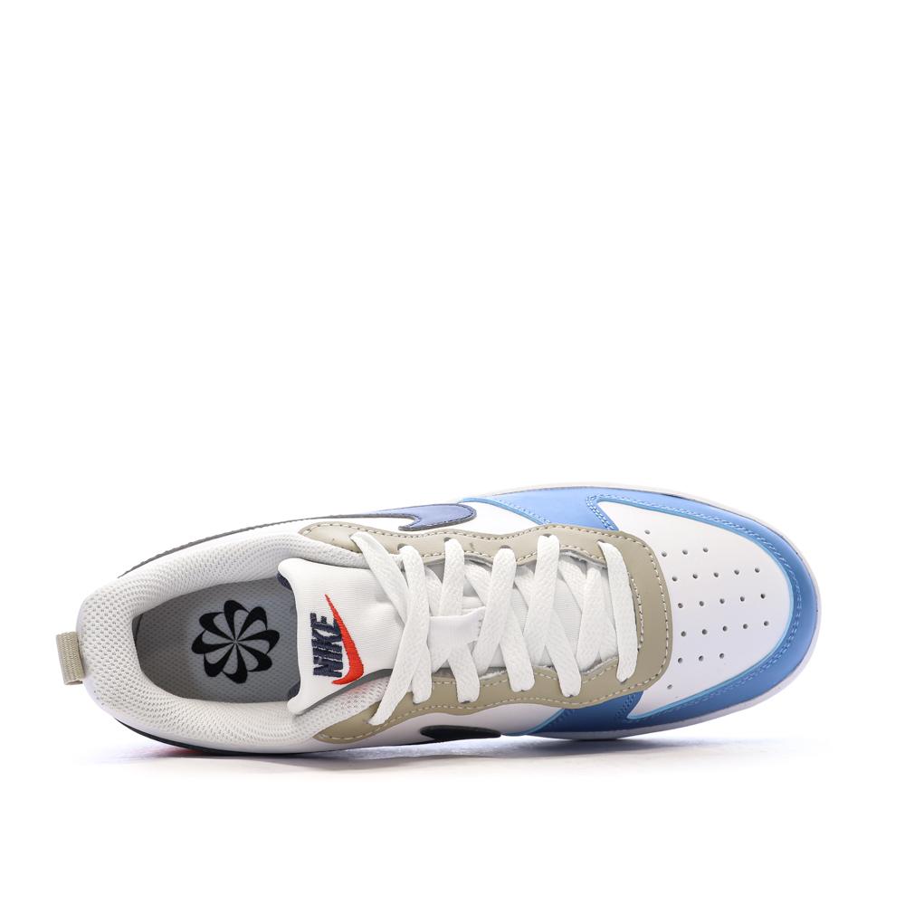 Baskets Blanches/Noires/Bleu Garçon Nike Court Borough vue 4