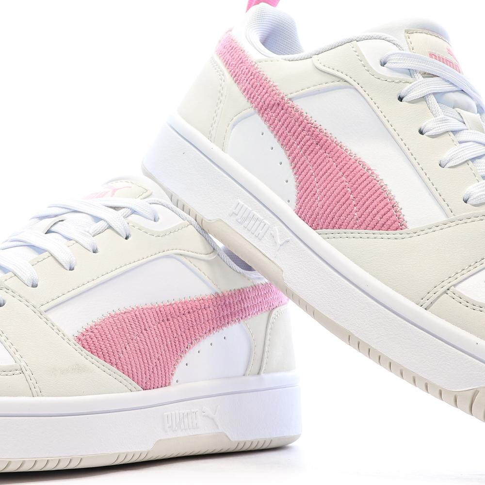Baskets Ecru/Rose Fille Puma Rebound V6 Lo Cord vue 7