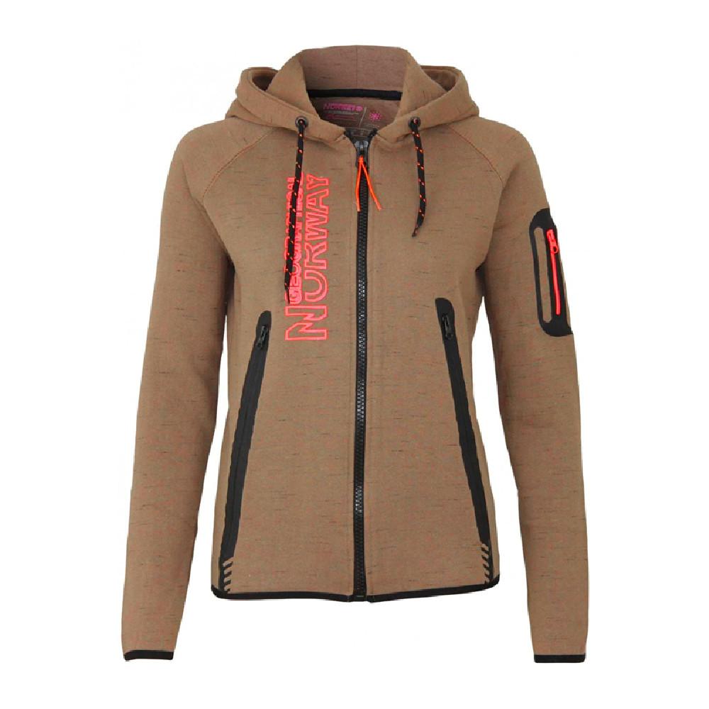 Sweat zippé Marron Fille Geographical Norway Getincelle pas cher