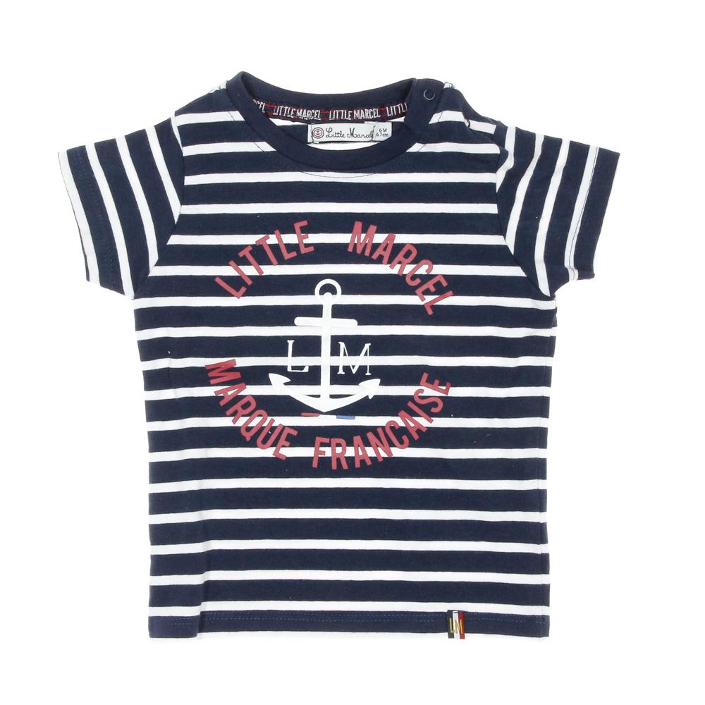 T-shirt Blanc/Marine Garçon Little Marcel LMEV0020 vue 3