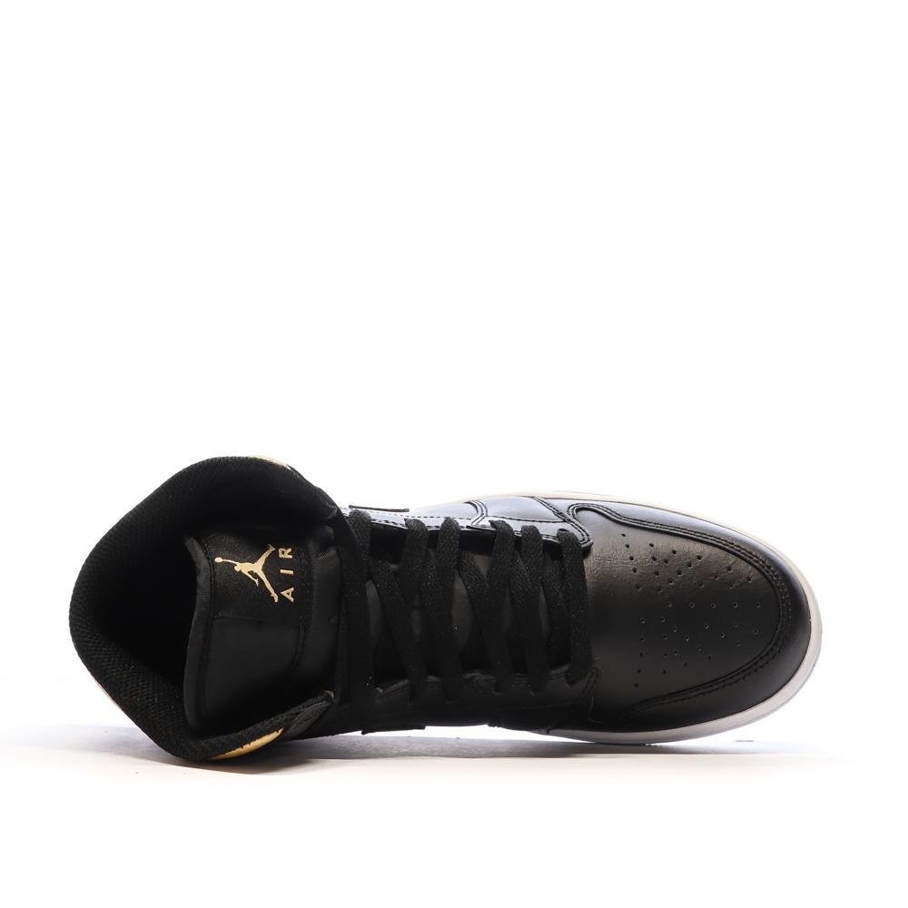 Air Jordan 1 Mid Baskets Noir/Doré Homme Nike vue 4