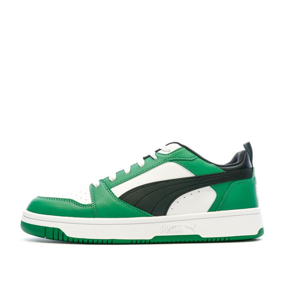 Baskets Noires/Blanches/Vertes Homme Puma Rebound V6 Low pas cher