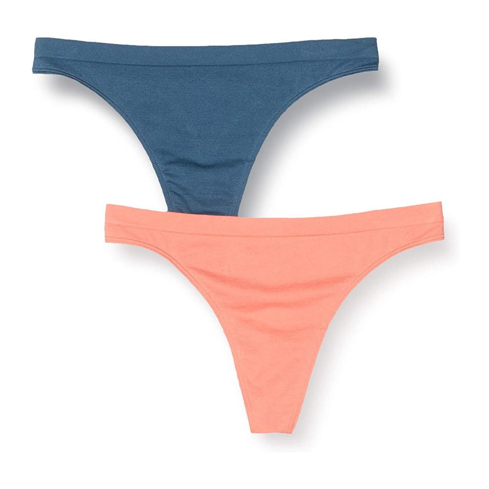 Lot de 2 Strings microfibre Bleu et Corail femme Dim D05E1 pas cher