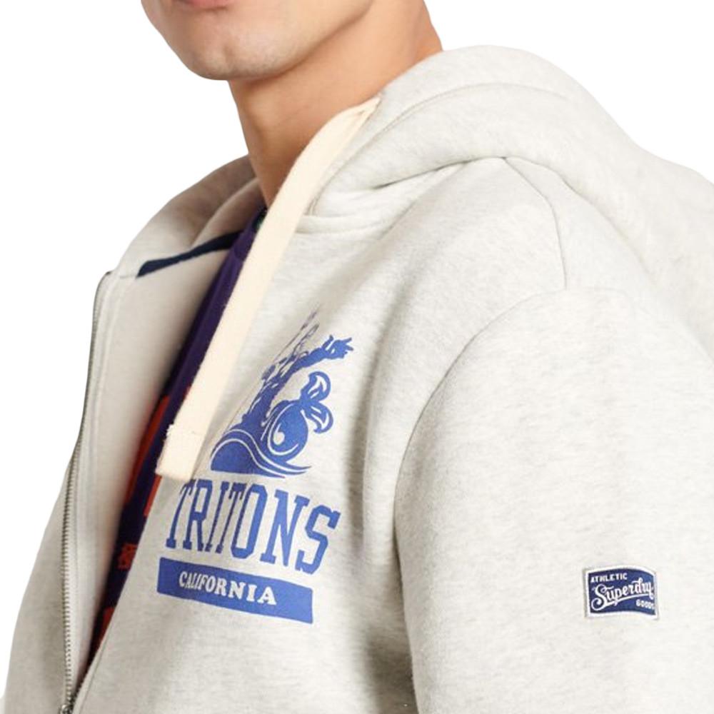 Sweat Zippé Blanc Homme Superdry Collegiate State vue 2