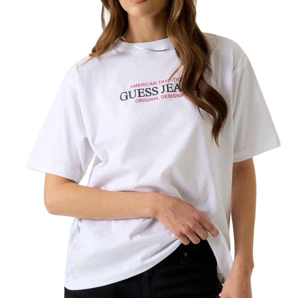 T-Shirt Blanc Femme Guess American pas cher