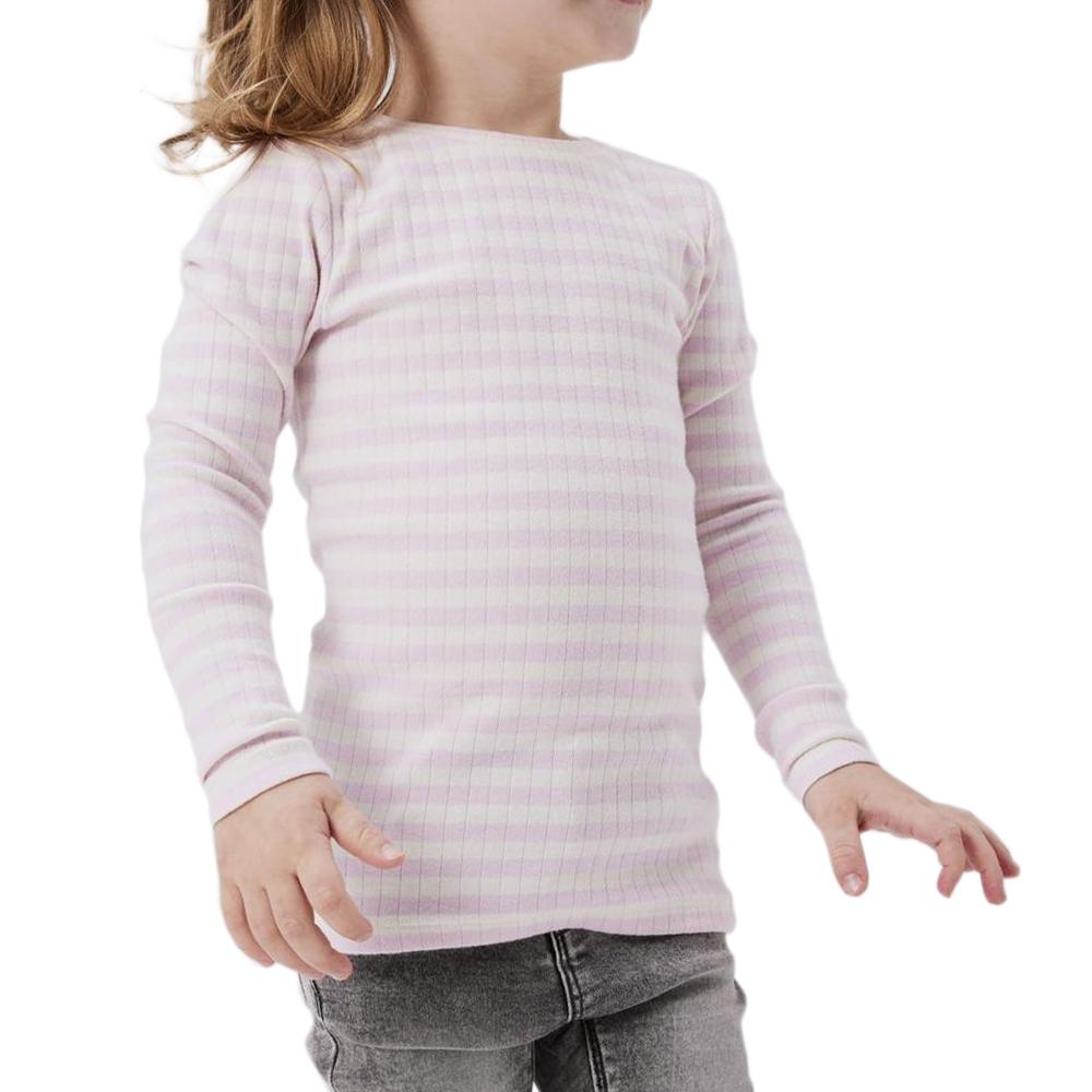 T-Shirt Manches Longues Rose/Blanc Fille Name it Fsuraja pas cher