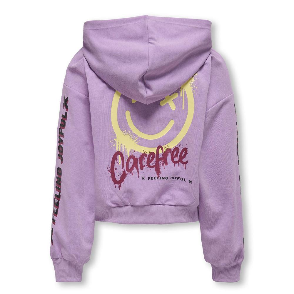 Sweat à Capuche Mauve Fille Kids ONLY Smile Life vue 2