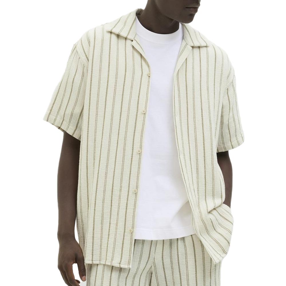 Chemise Rayure Écru/Kaki Homme Jack & Jones Stripe Resort pas cher