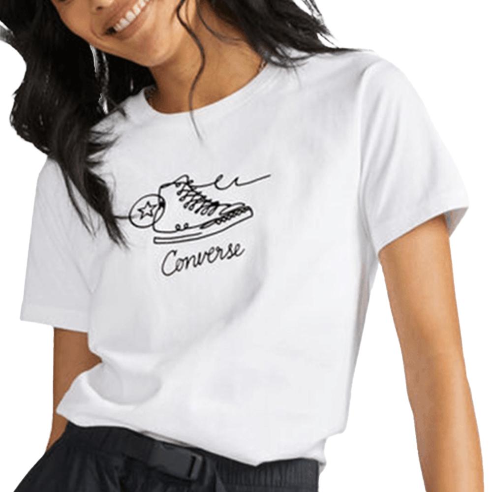 T-shirt Blanc Femme Converse Sneaker pas cher