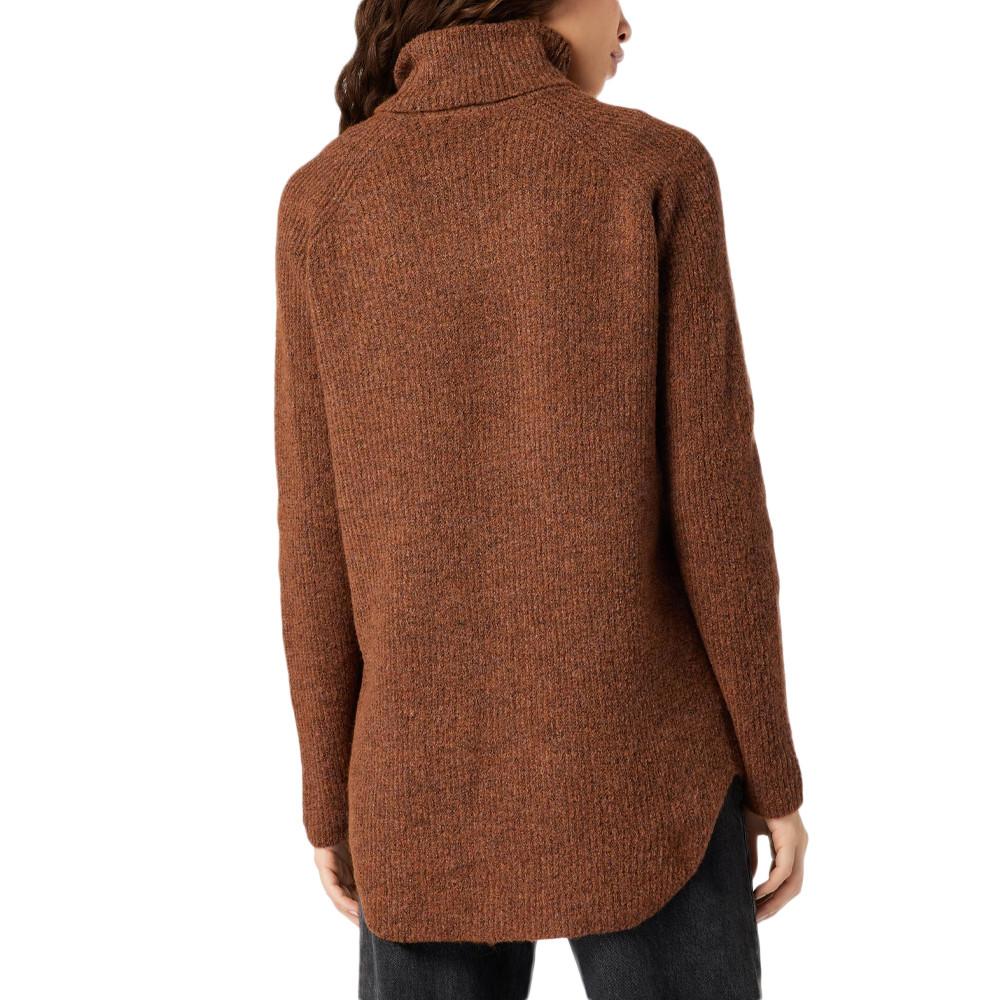 Pull Long Marron Femme Pieces Ellen vue 2