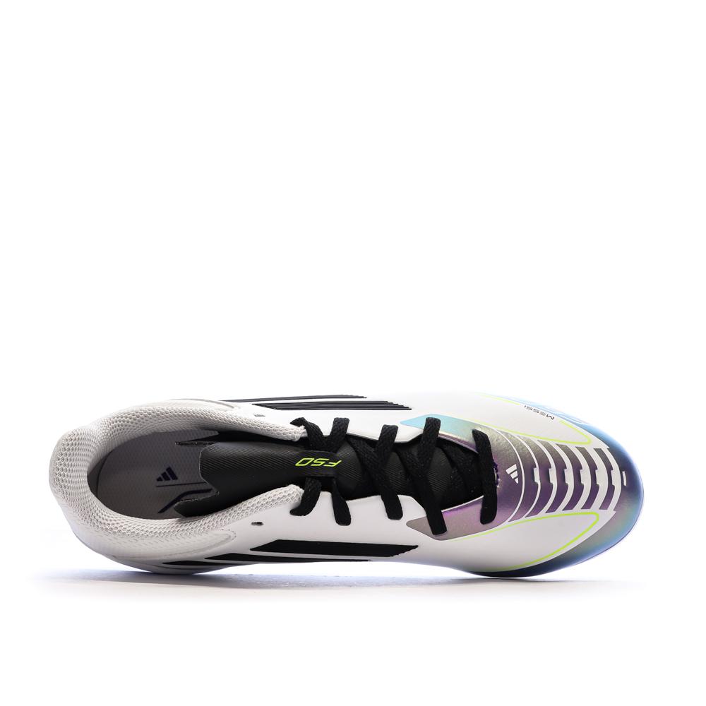 Chaussures de football Blanc/Noir/Violet Garçon Adidas F50 League Messi vue 4
