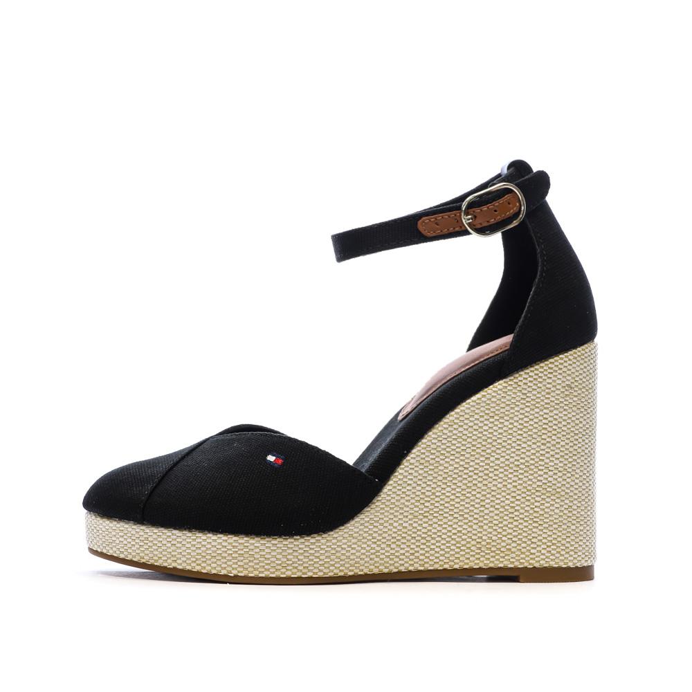 Sandales Noires Femme Tommy Hilfiger Wedges pas cher
