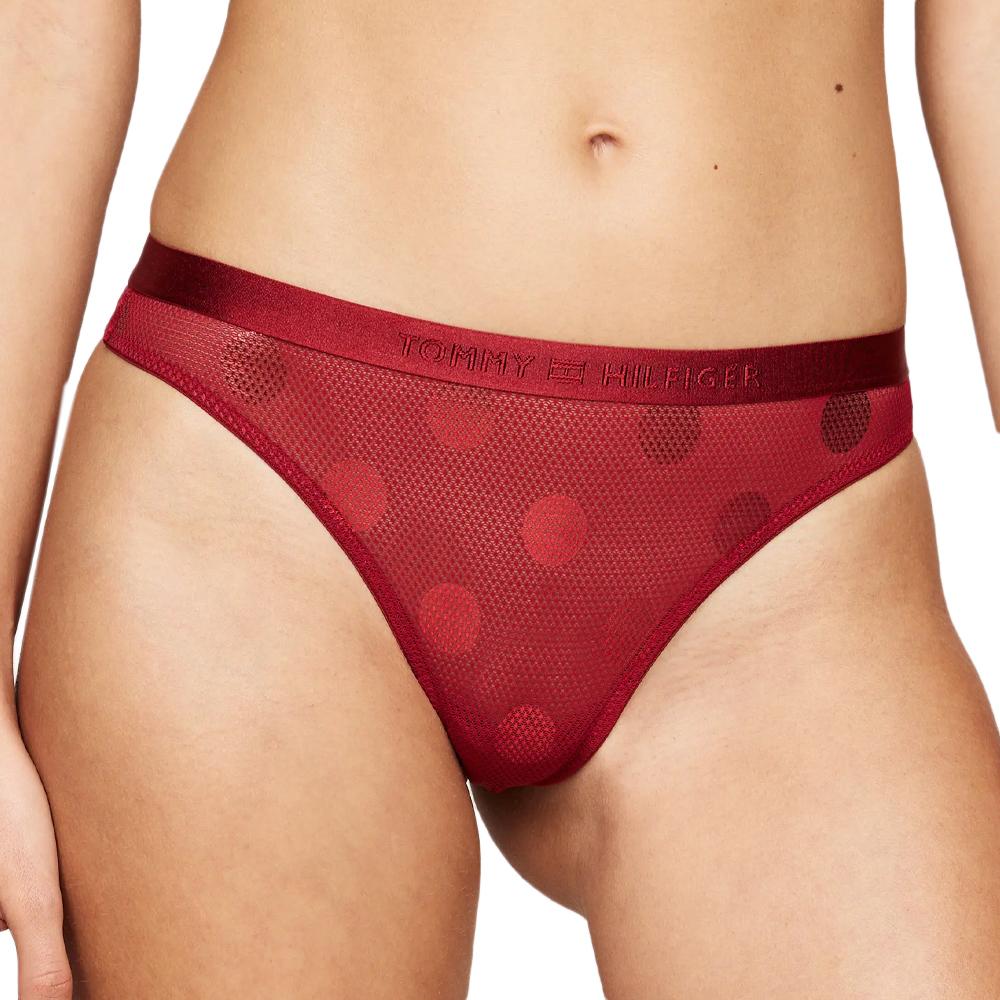 String Rouge Femme Tommy Hilfiger Thong Black pas cher