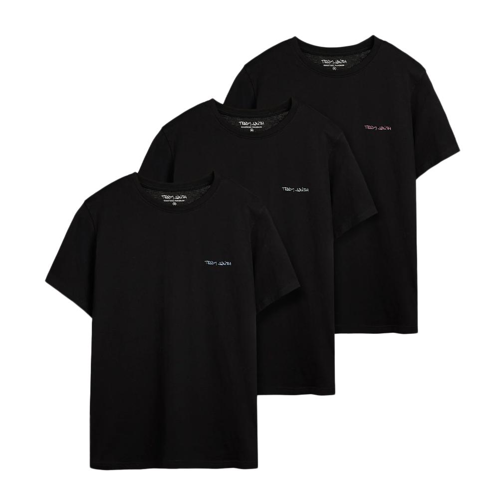 Lot de 3 T-shirts Noirs Homme Teddy Smith Cascade pas cher
