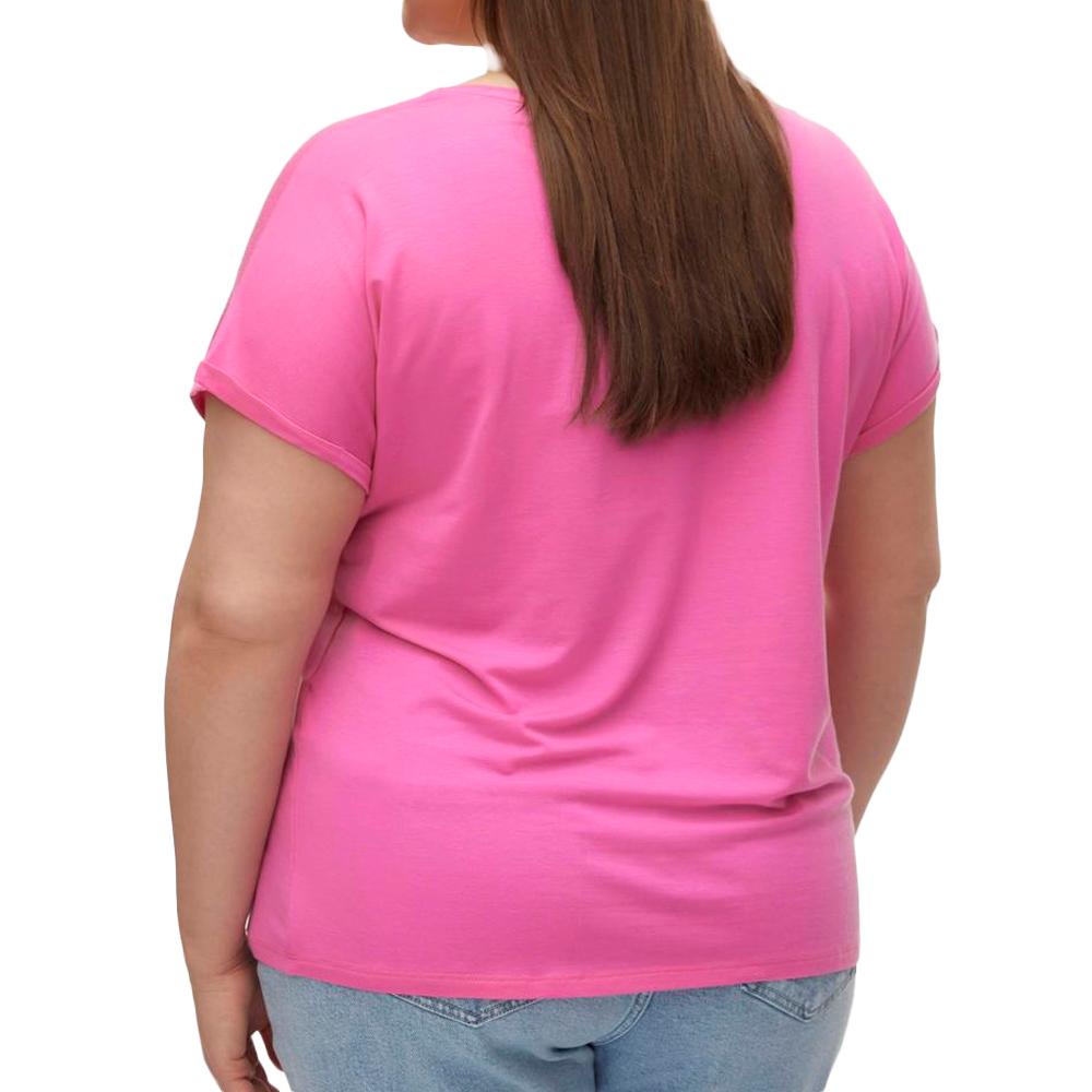 T-shirt Rose Fushia Femme Vero Moda Aya Curve vue 2