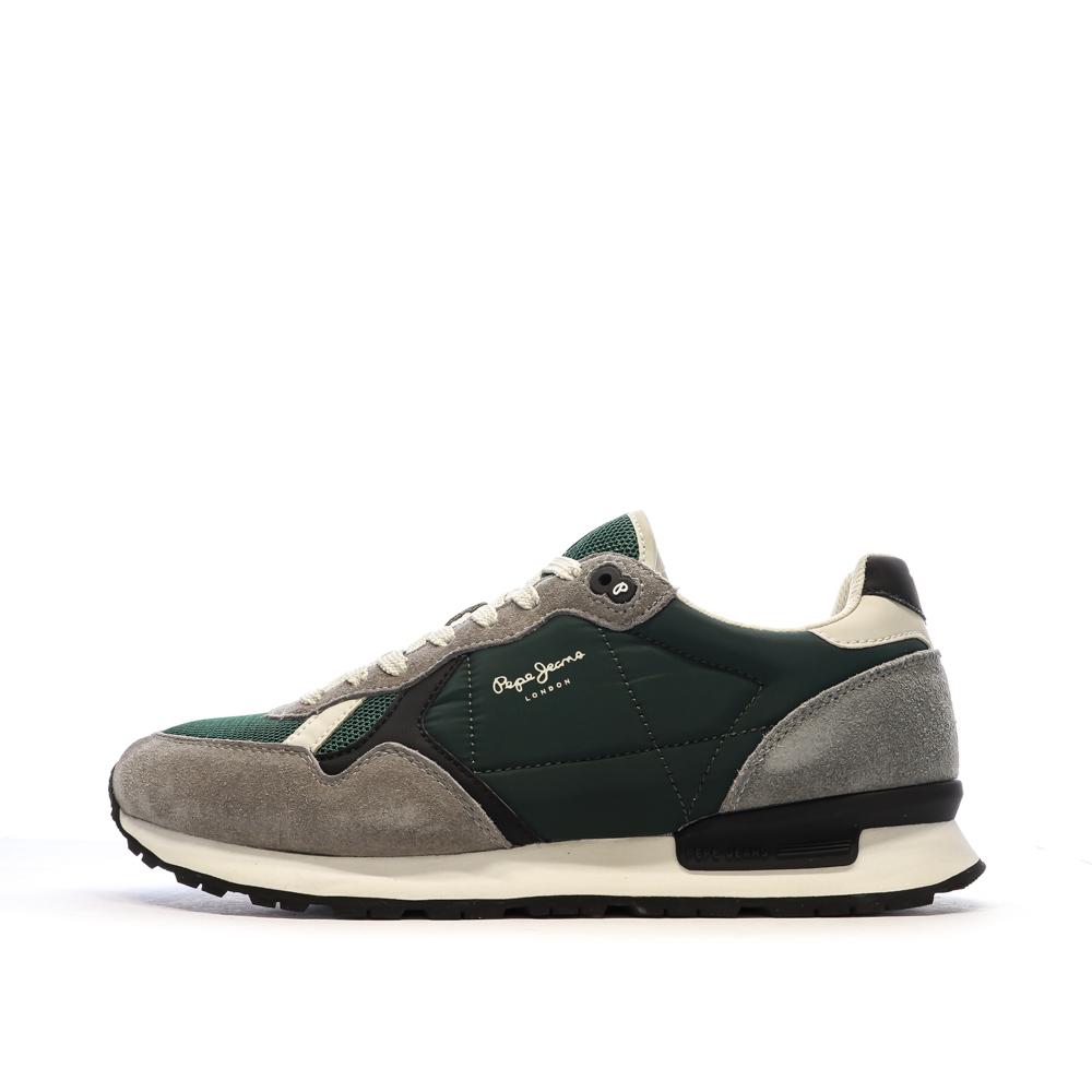 Baskets Gris/Vert Homme Pepe Jeans Brit Heritage pas cher