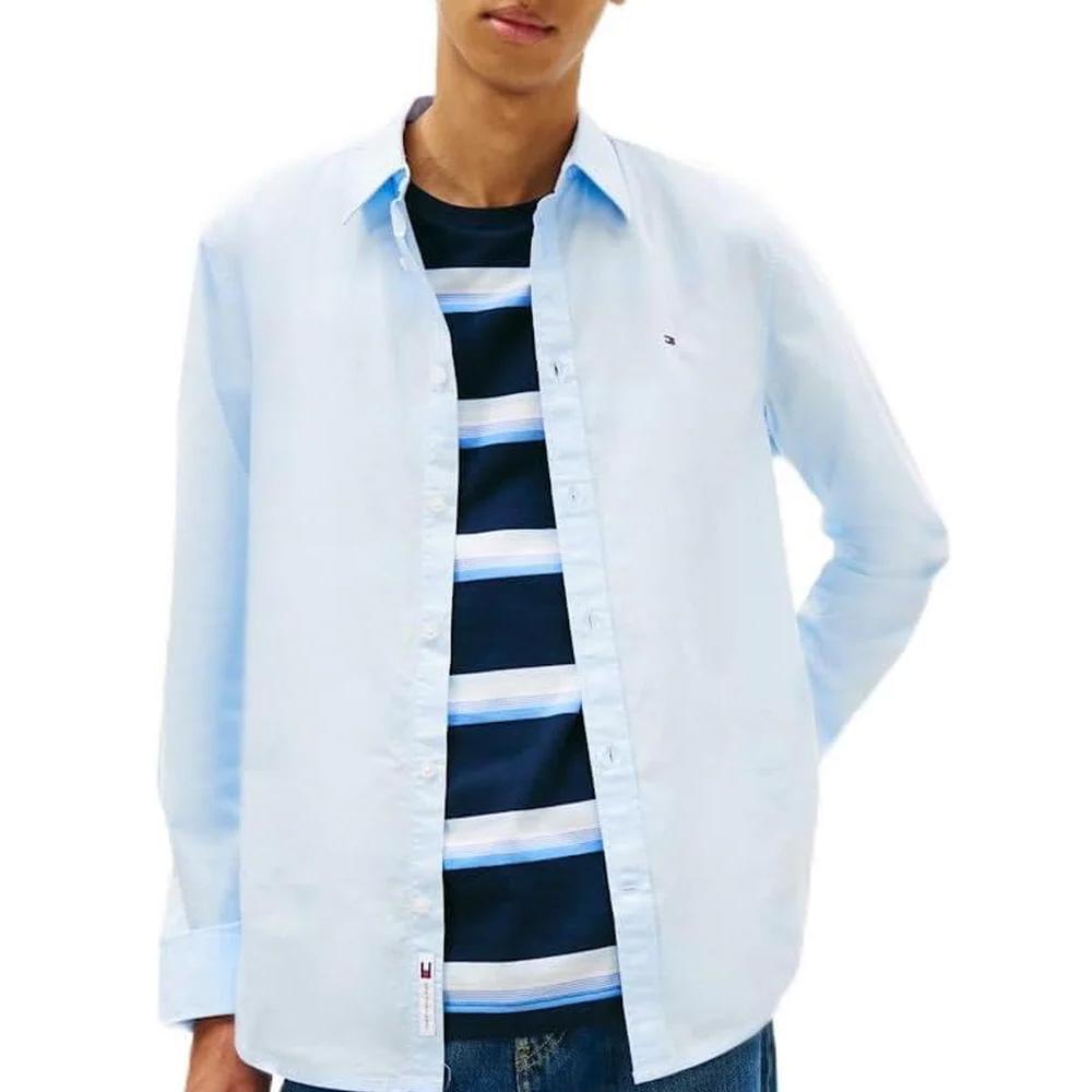Chemise Bleu Clair Homme Tommy Hilfiger Poplin pas cher