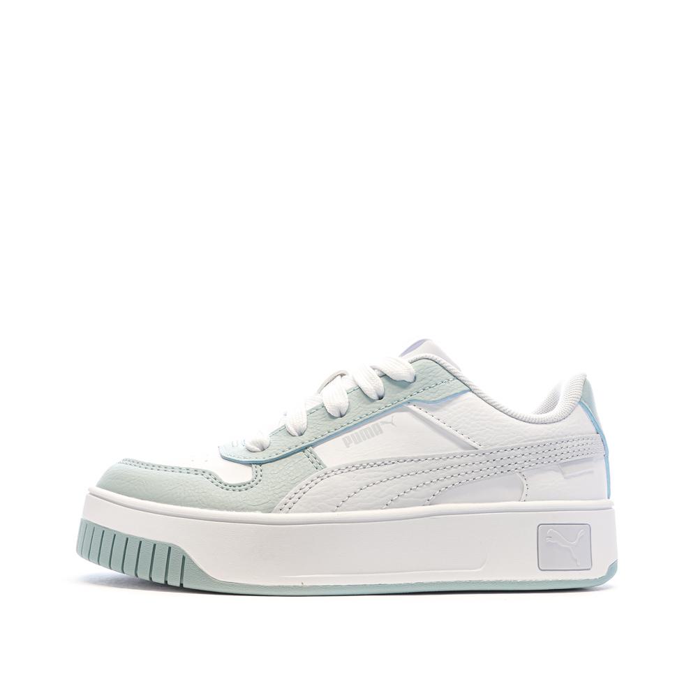 Baskets Blanches/Vert Fille Puma Carina 04 pas cher