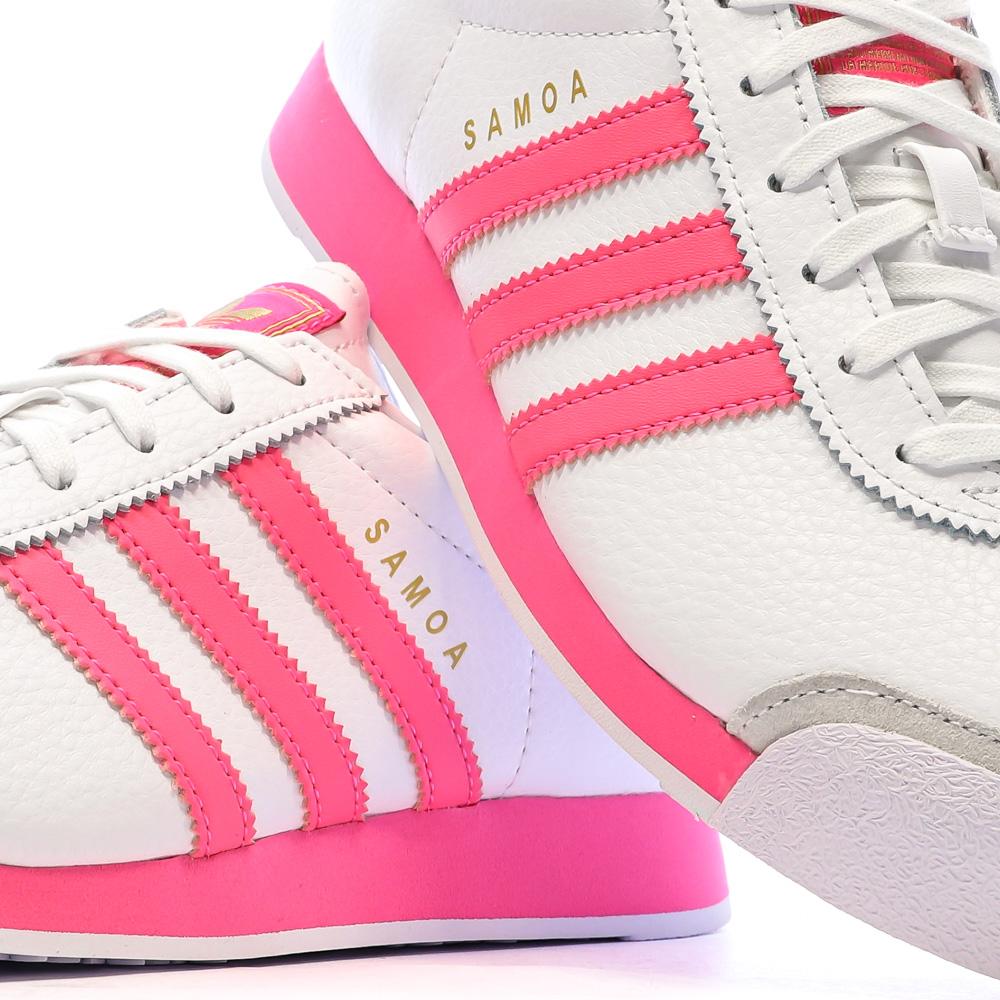 Baskets Rose/Blanc Femme Adidas Samoa vue 7