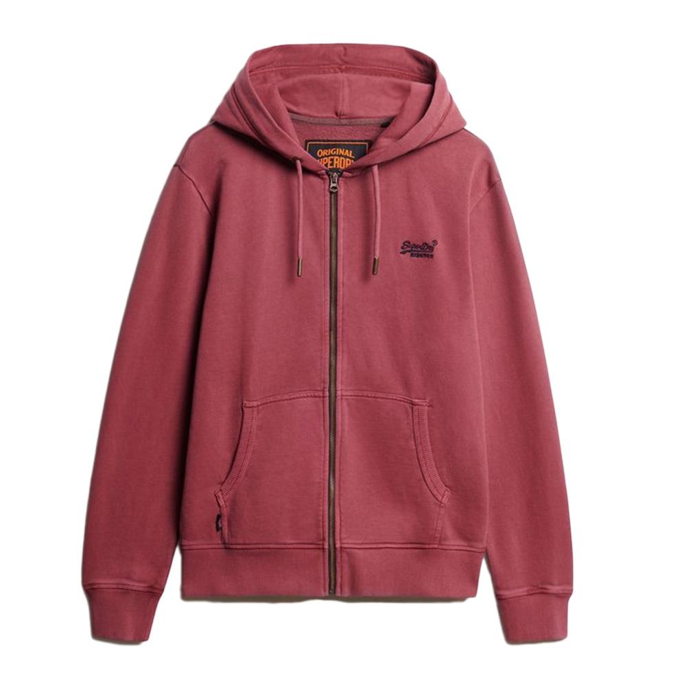 Sweat Zippé Bordeaux Homme Superdry Essential Washed Ziphood vue 3