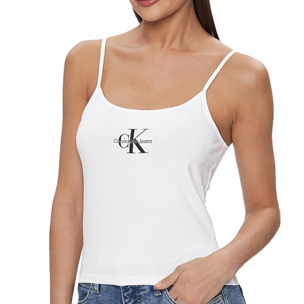 Débardeur Blanc Femme Calvin Klein Jeans Strappy pas cher