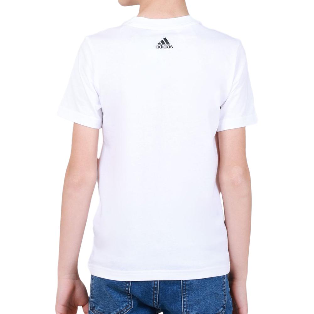 T-shirt Blanc Garçon Adidas Lin vue 2