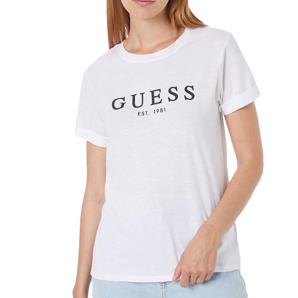 T-shirt Blanc Femme Guess Rol1981 pas cher