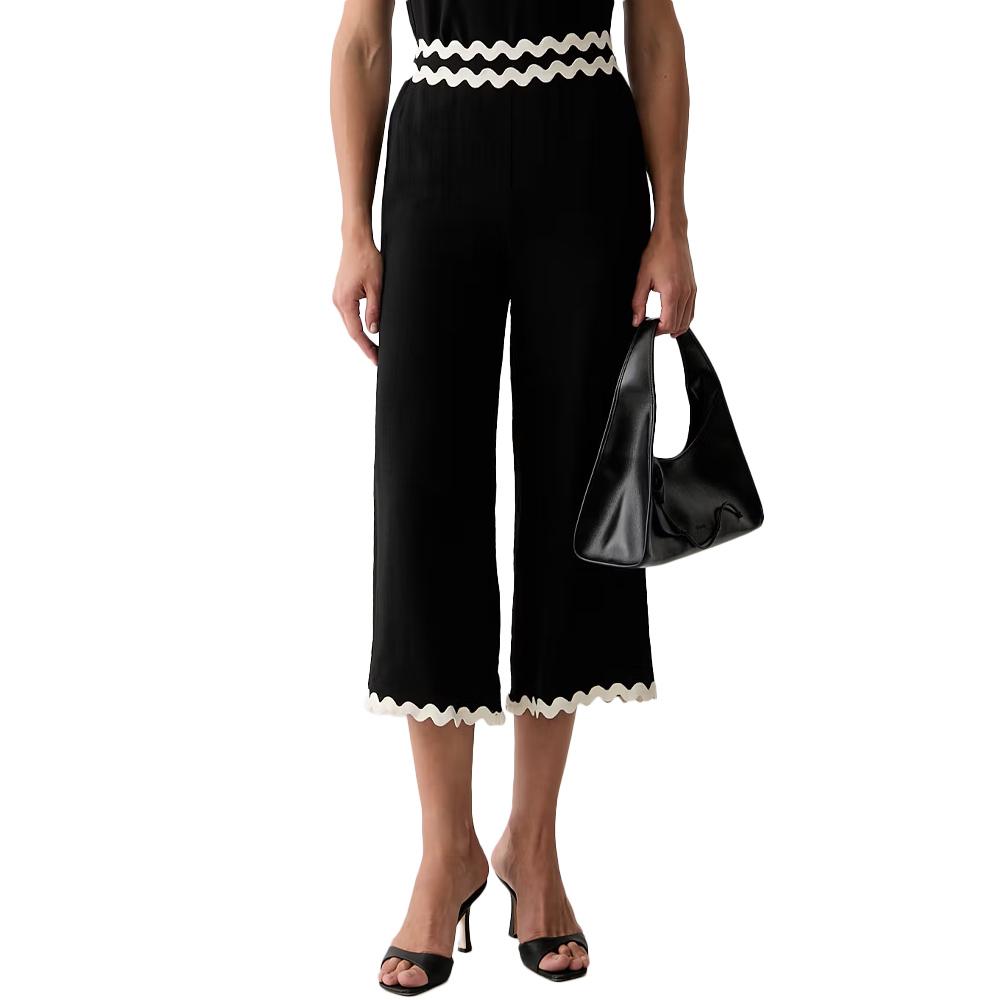 Pantalon large 7/8 noir femme Morgan Pantalon Fluide pas cher