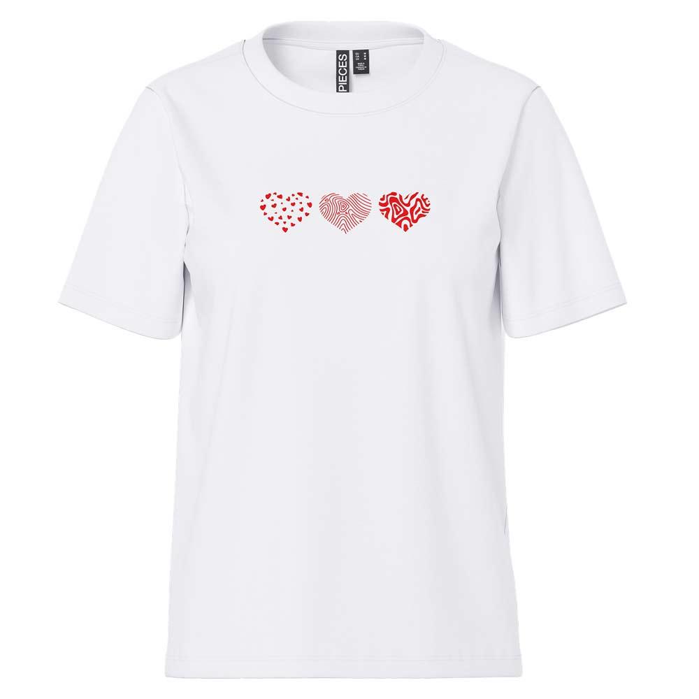 T-Shirt Blanc/Rouge Femme Pieces Pcoda pas cher