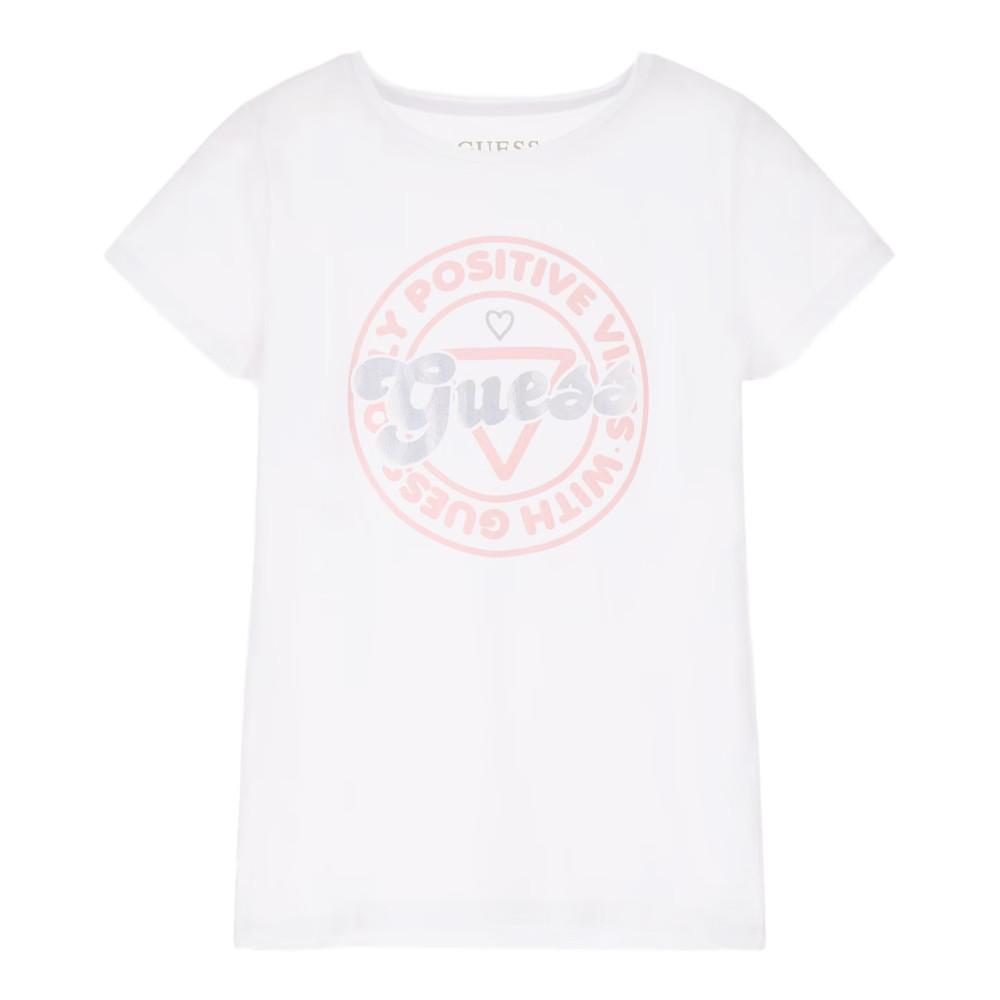 T-shirt Blanc Fille Guess Frontal pas cher